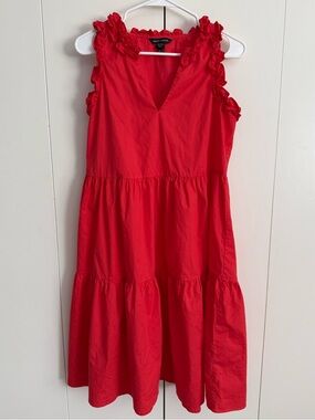 Maggy London Red Ruffle Tiered Dress